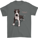 A Pitbull Dog Illustration Mens T-Shirt 100% Cotton Charcoal