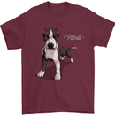 A Pitbull Dog Illustration Mens T-Shirt 100% Cotton Maroon