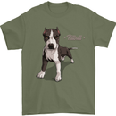A Pitbull Dog Illustration Mens T-Shirt 100% Cotton Military Green