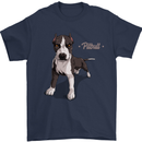 A Pitbull Dog Illustration Mens T-Shirt 100% Cotton Navy Blue