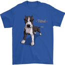 A Pitbull Dog Illustration Mens T-Shirt 100% Cotton Royal Blue