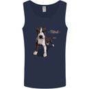 A Pitbull Dog Illustration Mens Vest Tank Top Navy Blue