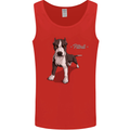 A Pitbull Dog Illustration Mens Vest Tank Top Red