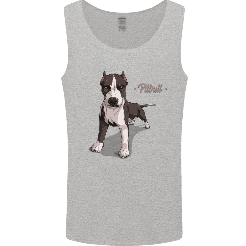 A Pitbull Dog Illustration Mens Vest Tank Top Sports Grey