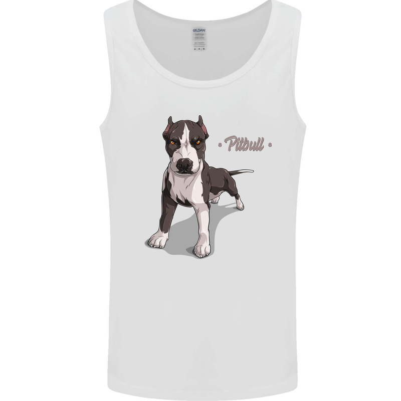 A Pitbull Dog Illustration Mens Vest Tank Top White
