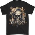 A Poker Skull Playing Cards Mens T-Shirt 100% Cotton BLACK