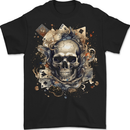 A Poker Skull Playing Cards Mens T-Shirt 100% Cotton BLACK