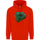 A Polygonal Chameleon Mens 80% Cotton Hoodie Bright Red