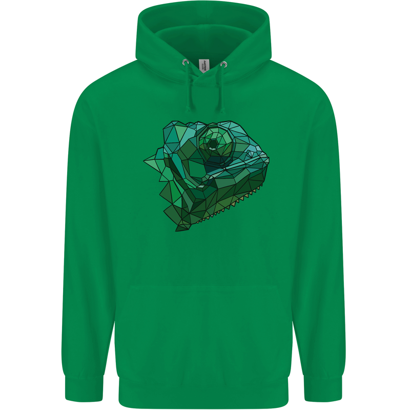 A Polygonal Chameleon Mens 80% Cotton Hoodie Irish Green