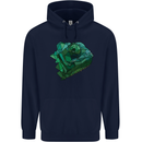 A Polygonal Chameleon Mens 80% Cotton Hoodie Navy Blue
