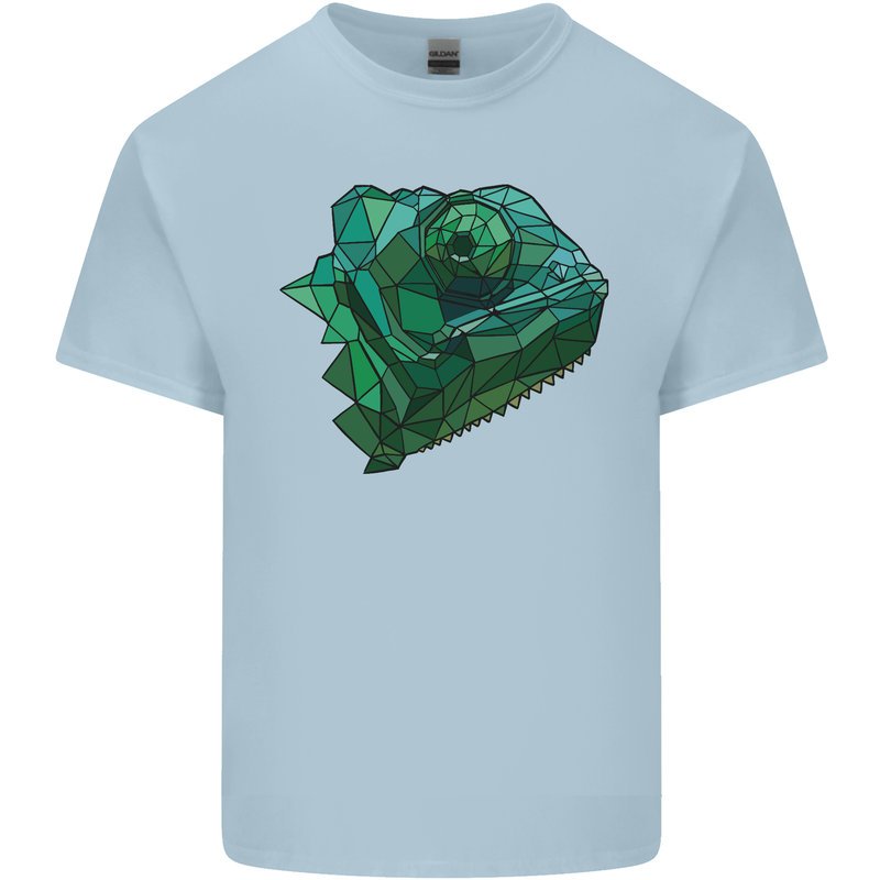 A Polygonal Chameleon Mens Cotton T-Shirt Tee Top Light Blue