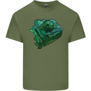 A Polygonal Chameleon Mens Cotton T-Shirt Tee Top Military Green