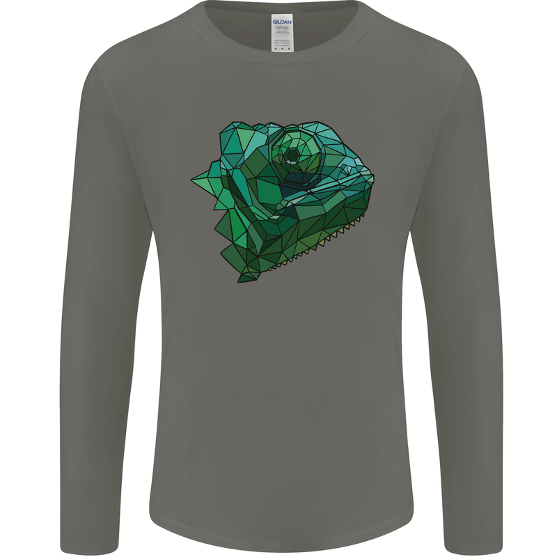 A Polygonal Chameleon Mens Long Sleeve T-Shirt Charcoal