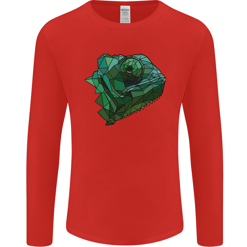 A Polygonal Chameleon Mens Long Sleeve T-Shirt Red