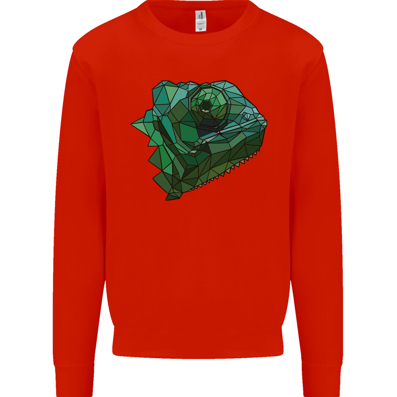 A Polygonal Chameleon Mens Sweatshirt Jumper Bright Red