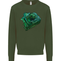 A Polygonal Chameleon Mens Sweatshirt Jumper Forest Green