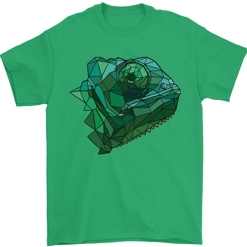 A Polygonal Chameleon Mens T-Shirt 100% Cotton Irish Green