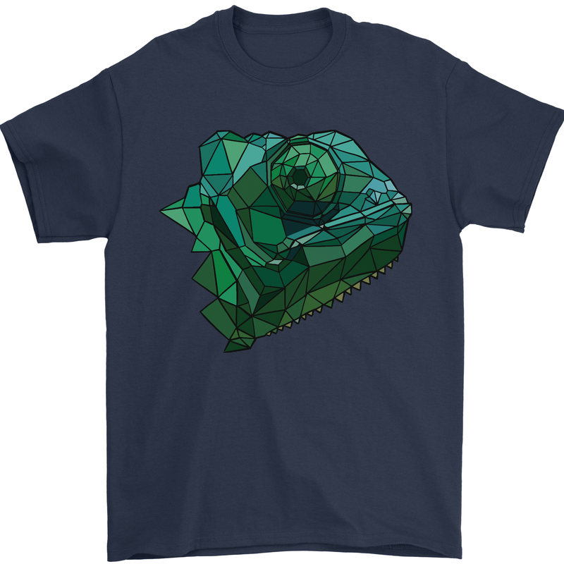 A Polygonal Chameleon Mens T-Shirt 100% Cotton Navy Blue
