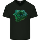 A Polygonal Chameleon Mens V-Neck Cotton T-Shirt Black