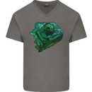 A Polygonal Chameleon Mens V-Neck Cotton T-Shirt Charcoal