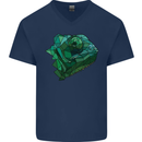 A Polygonal Chameleon Mens V-Neck Cotton T-Shirt Navy Blue