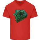 A Polygonal Chameleon Mens V-Neck Cotton T-Shirt Red