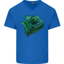A Polygonal Chameleon Mens V-Neck Cotton T-Shirt Royal Blue