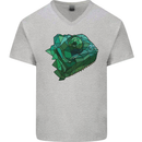 A Polygonal Chameleon Mens V-Neck Cotton T-Shirt Sports Grey