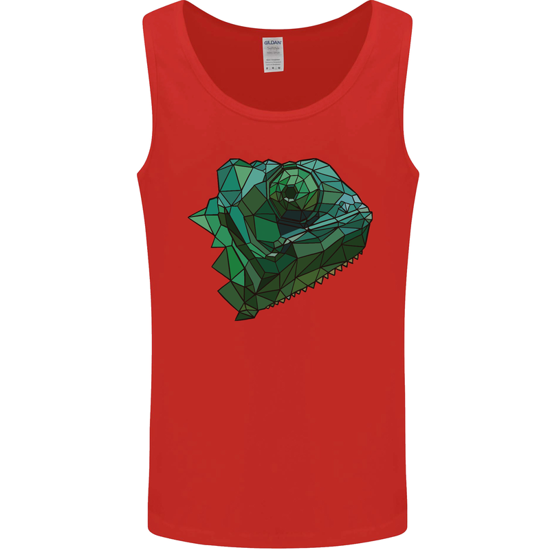 A Polygonal Chameleon Mens Vest Tank Top Red
