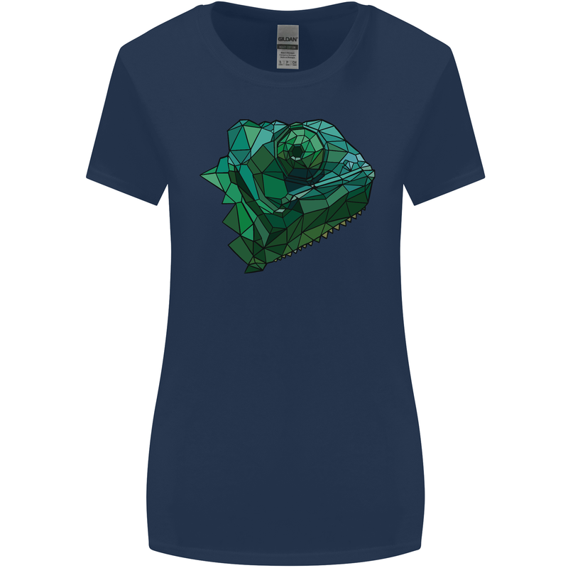 A Polygonal Chameleon Womens Wider Cut T-Shirt Navy Blue