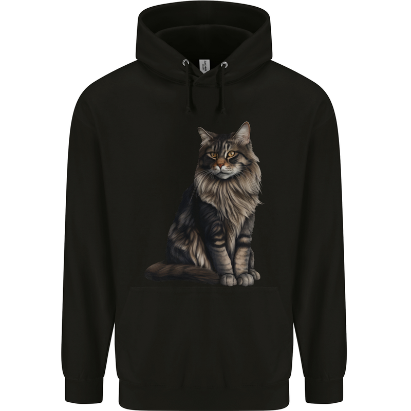 A Posing Cat Mens 80% Cotton Hoodie Black