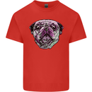 A Pug Face Dog Mens Cotton T-Shirt Tee Top Red