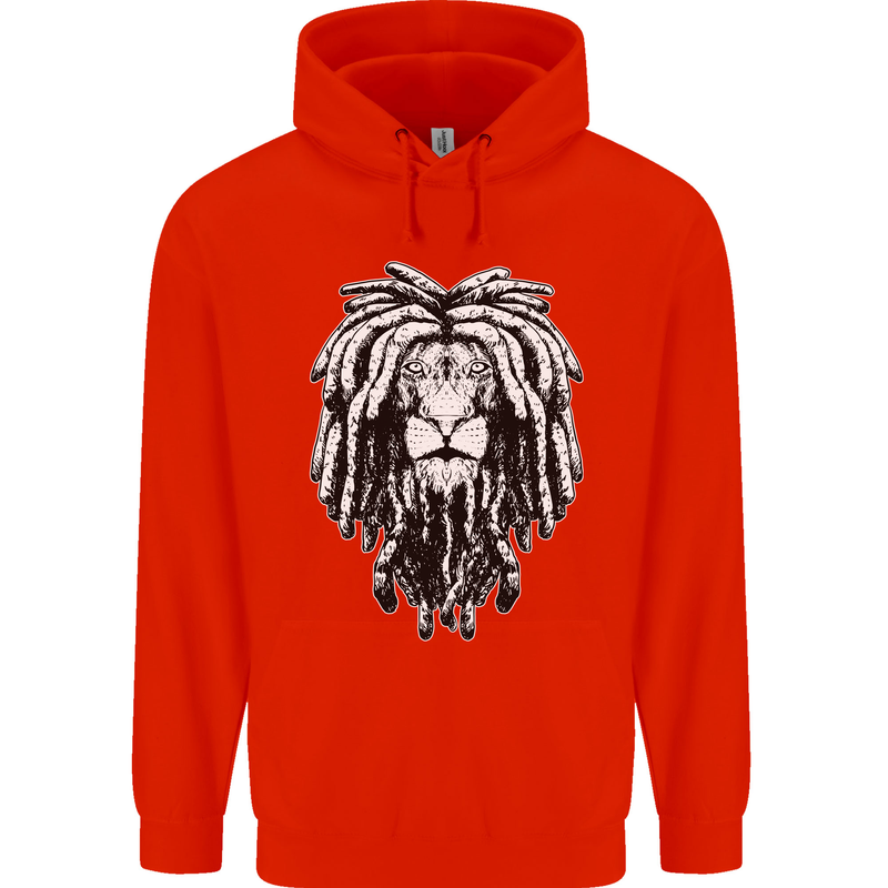 A Rasta Lion With Dreadlocks Jamaica Reggae Childrens Kids Hoodie Bright Red