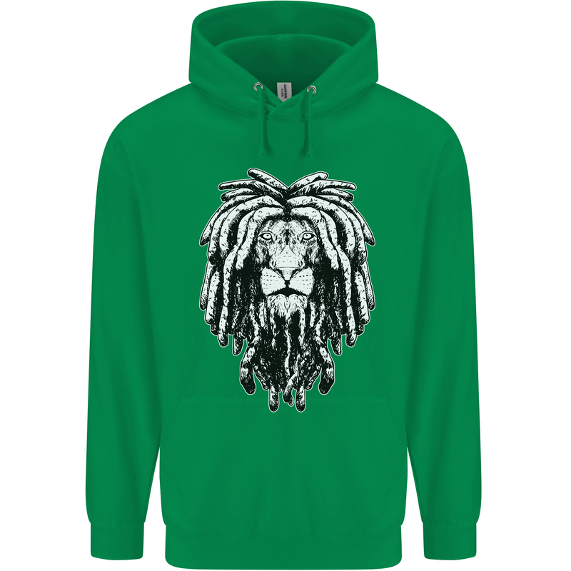 A Rasta Lion With Dreadlocks Jamaica Reggae Childrens Kids Hoodie Irish Green