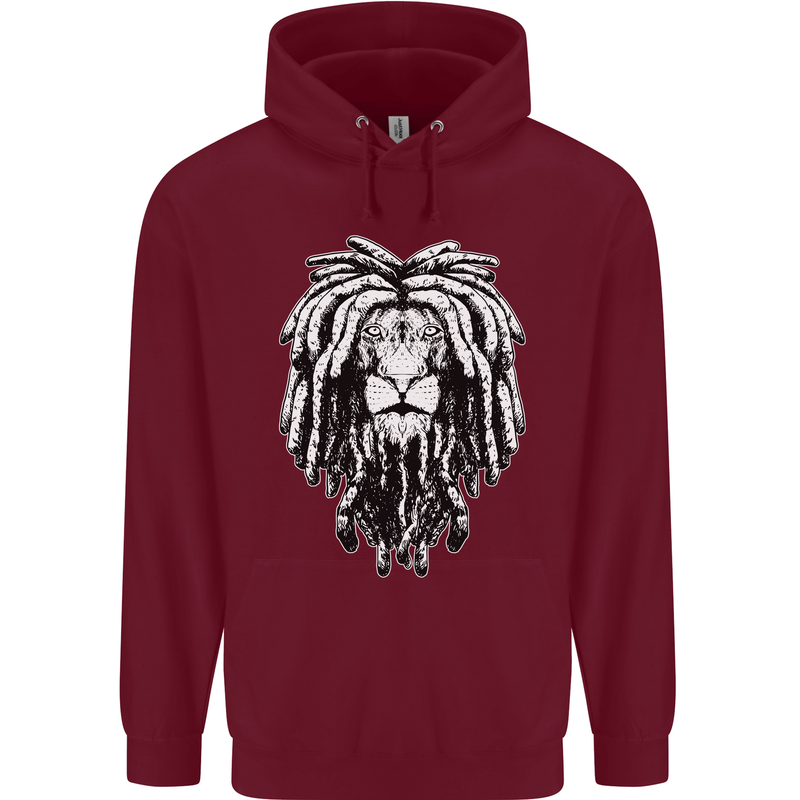 A Rasta Lion With Dreadlocks Jamaica Reggae Childrens Kids Hoodie Maroon