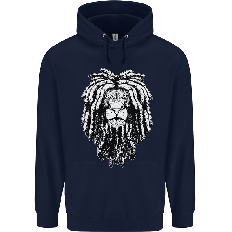 A Rasta Lion With Dreadlocks Jamaica Reggae Childrens Kids Hoodie Navy Blue