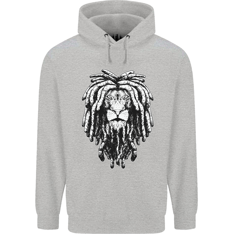 A Rasta Lion With Dreadlocks Jamaica Reggae Childrens Kids Hoodie Sports Grey