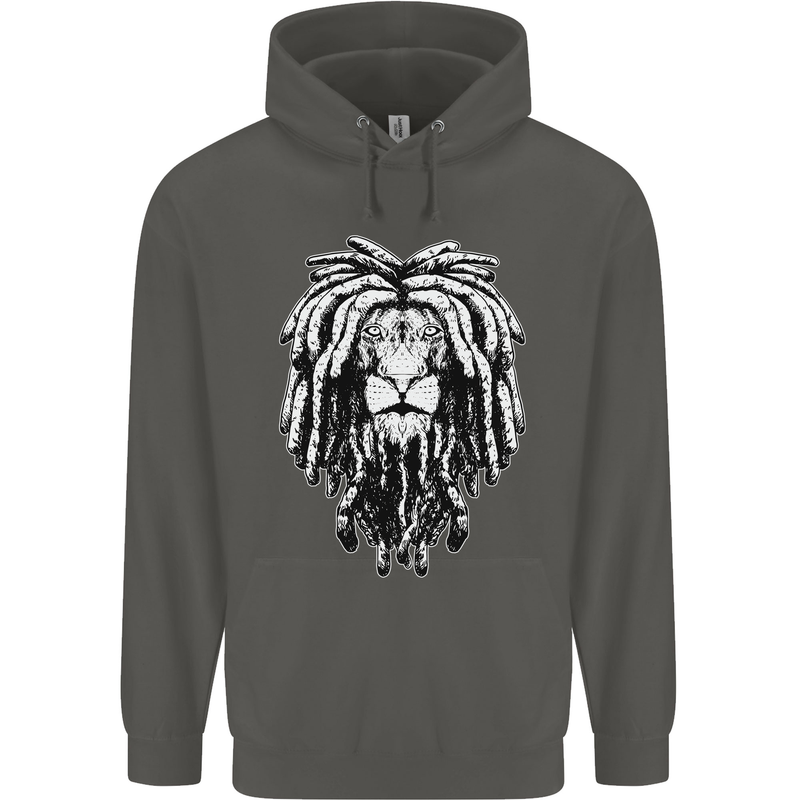 A Rasta Lion With Dreadlocks Jamaica Reggae Childrens Kids Hoodie Storm Grey