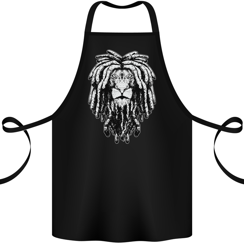 A Rasta Lion With Dreadlocks Jamaica Reggae Cotton Apron 100% Organic Black