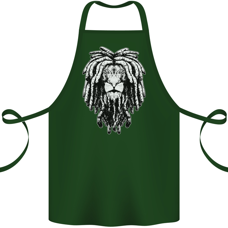 A Rasta Lion With Dreadlocks Jamaica Reggae Cotton Apron 100% Organic Forest Green