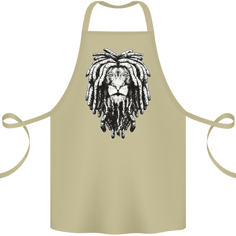 A Rasta Lion With Dreadlocks Jamaica Reggae Cotton Apron 100% Organic Khaki