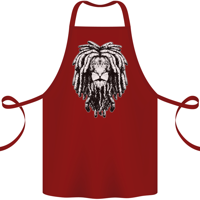 A Rasta Lion With Dreadlocks Jamaica Reggae Cotton Apron 100% Organic Maroon