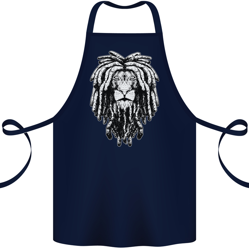 A Rasta Lion With Dreadlocks Jamaica Reggae Cotton Apron 100% Organic Navy Blue