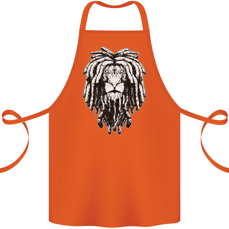 A Rasta Lion With Dreadlocks Jamaica Reggae Cotton Apron 100% Organic Orange