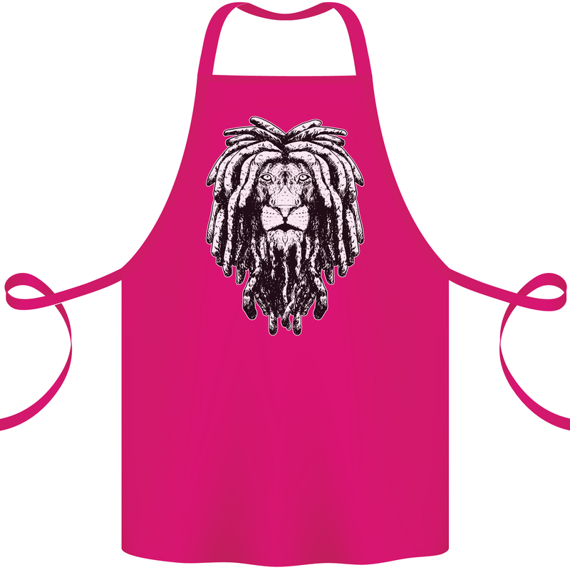 A Rasta Lion With Dreadlocks Jamaica Reggae Cotton Apron 100% Organic Pink