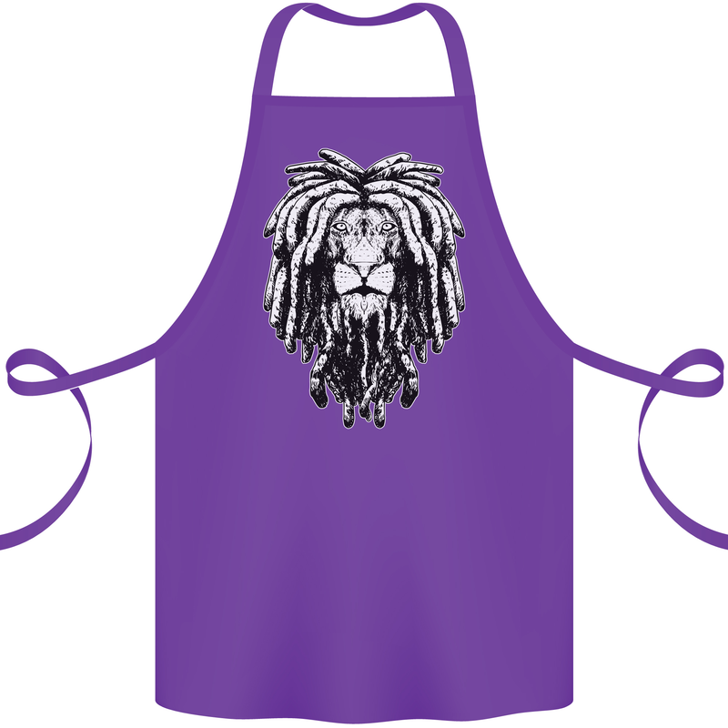 A Rasta Lion With Dreadlocks Jamaica Reggae Cotton Apron 100% Organic Purple