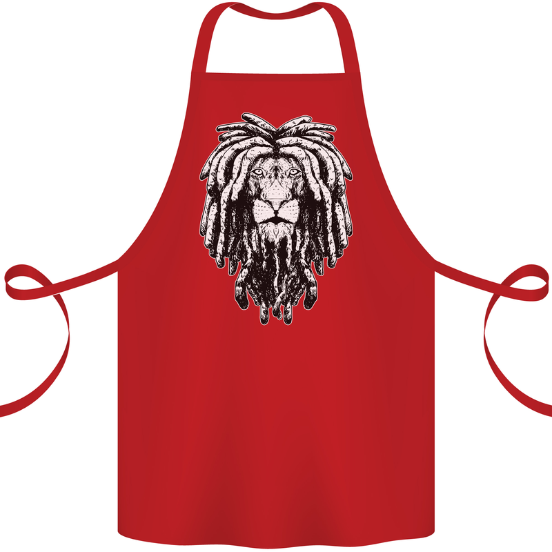 A Rasta Lion With Dreadlocks Jamaica Reggae Cotton Apron 100% Organic Red