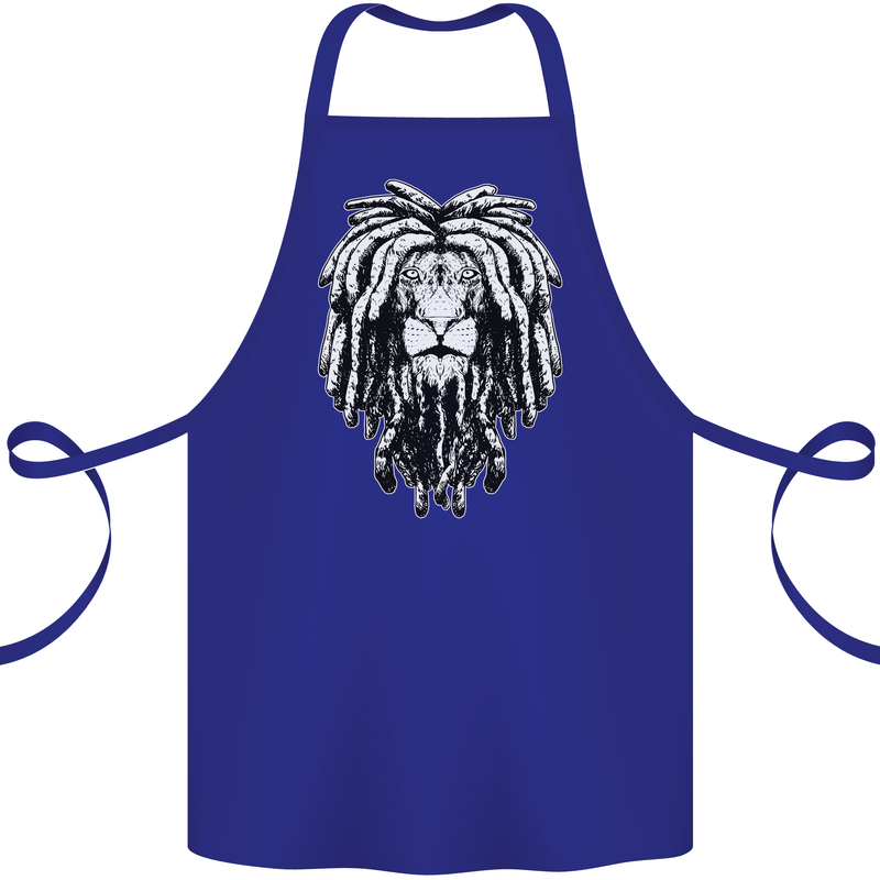 A Rasta Lion With Dreadlocks Jamaica Reggae Cotton Apron 100% Organic Royal Blue