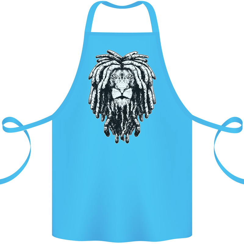 A Rasta Lion With Dreadlocks Jamaica Reggae Cotton Apron 100% Organic Turquoise