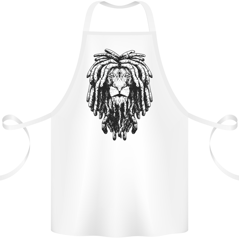 A Rasta Lion With Dreadlocks Jamaica Reggae Cotton Apron 100% Organic White